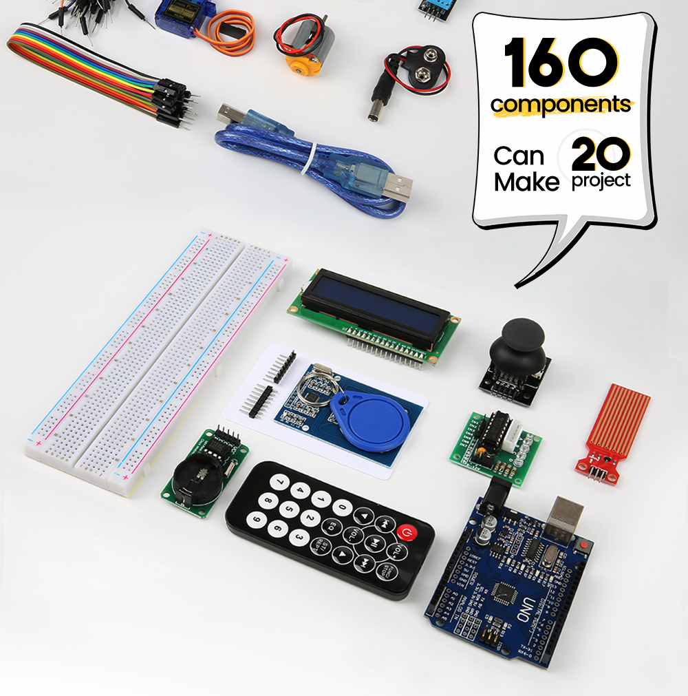 Набор для начинающих Arduino Uno R3 CH340 с держателем для кроны 9В